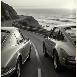 Coastal Chase at Dawn Rolled Poster Print | Mediterranean Sunrise Race Wall Art | Vibrant Sailing Scene Home Decor | Living Room Bedroom