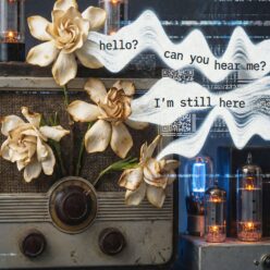 Her Voice Lives in the White Noise Rolled Poster Print | Vintage Dark Floral Wall Art | Moody Botanical Home Decor | Bedroom Office Gift