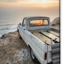 Salt Air and Second Chances Rolled Poster | Retro Truck Aesthetic Wall Art | Vintage Coastal Bedroom Decor | Affordable Home Art Gift