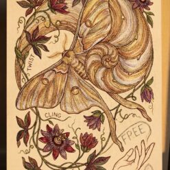 She Twisted Her Longing Into Wings Framed Canvas Print | Vintage Dark Floral Wall Art | Moody Home Decor | Living Room Office Art Gift