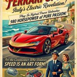 The Heart of Italy Beats at 980 Horsepower! Rolled Poster Print | Mediterranean Mastery Wall Art | Vintage Italian Car Poster for Living