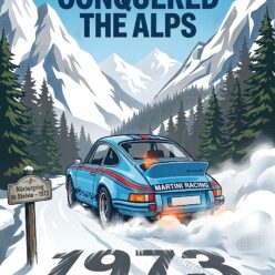 The Stripes That Conquered the Alps Rolled Poster Print | Birth Year Racing Legacy Alpine Victory | Vintage Motorsport Wall Art | Living