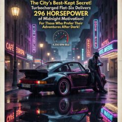 When Cities Sleep Legends Wake Rolled Poster Print | Vintage Porsche Heritage Wall Art | Midnight Car Art for Living Room Bedroom Office